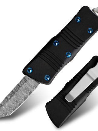 Купить OEM Damascus Steel Automatic Knife MT OTF Double Action Fixed Blade Outdoor Camping Hunting Knives Survival Rescue Tool Mountaineering Hiking Self Defense EDC
