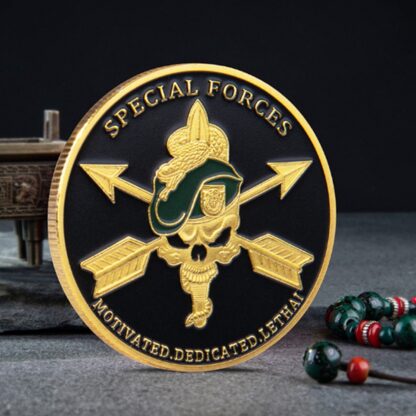 Купить 2pcs Non Magnetic Crafts US Army Special Forces Green Beret Motivated Dedicated Lethal 24k Gold Plated Challenge Coin