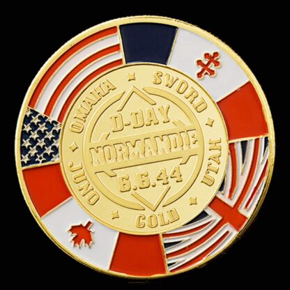 Купить 10pcs Non Magnetic Crafts 1944 The Great War Arromanches Normandy Operation Overlord Military Gold Plated Challenge Coin Original Collection