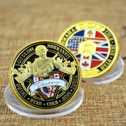 Купить 50pcs Non Magnetic 70th Anniversary Battle Normandy Medal Of Gilded Military Craft Challenge US Coins For Collection With Hard Capsule