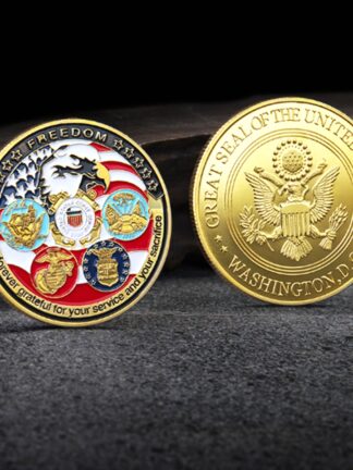 Купить Non Magnetic Crafts USA Navy USAF USMC Army Coast Guard Freedom Eagle 24K Gold Plate Rare Challenge Coin Collection