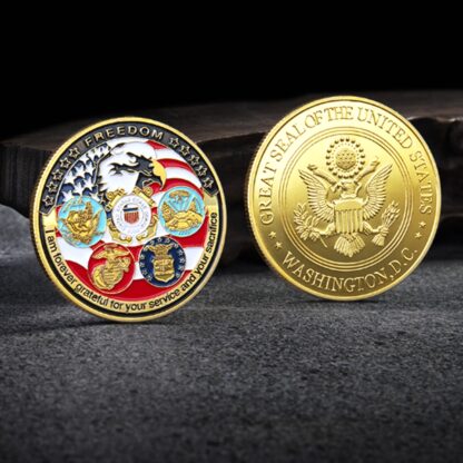 Купить Non Magnetic Crafts USA Navy USAF USMC Army Coast Guard Freedom Eagle 24K Gold Plate Rare Challenge Coin Collection