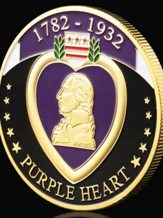 Купить Non Magnetic USA Challenge Coin Craft 1782-1932 Purple Heart Reward Superior Military Soldier Medal Gold Plated Badge Art