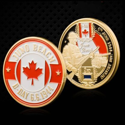 Купить 2pcs Non Magnetic Day D Normandy Juno Beach Military Craft Canadian 2rd Division Gold Plated 1oz Commemoration Collectible Coin Collectibles