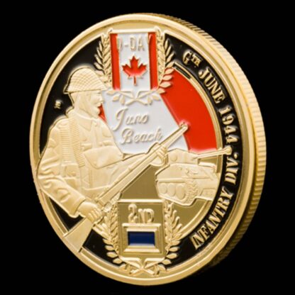 Купить Non Magnetic Day D Normandy Juno Beach Military Craft Canadian 2rd Division Gold Plated 1oz Commemoration Collectible Coin Collectibles