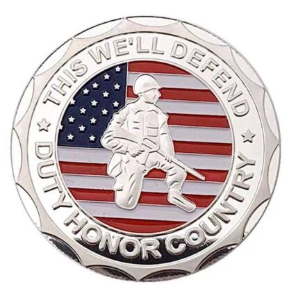 Купить 2pcs Non Magnetic US Flag Army Craft Veteran Proud Served This We'll Defend Duty Honor Country Day Silver Plated Challenge Coin Gifts