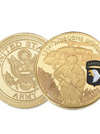 Купить 50pcs Non Magnetic US Army Crafts 101st Airborne Screaming Eagles Military Gold Plated Souvenir Challenge Coin Collection Medal Craft