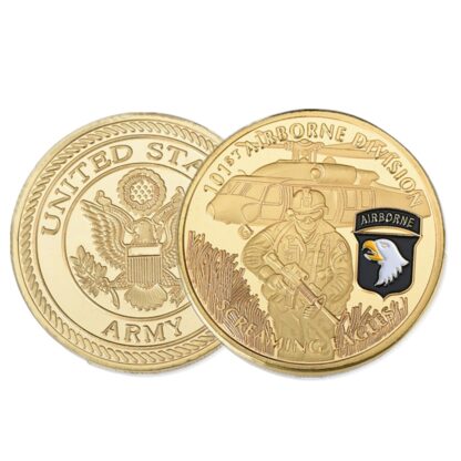 Купить 50pcs Non Magnetic US Army Crafts 101st Airborne Screaming Eagles Military Gold Plated Souvenir Challenge Coin Collection Medal Craft