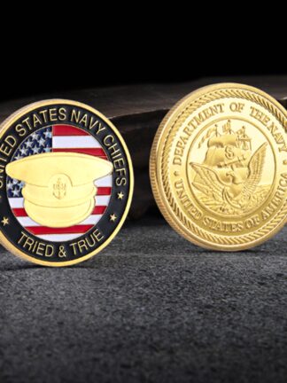 Купить Non Magnetic Crafts USArmy Millitary Department Of The Navy Chiefs Tried True 24k Gold Plated Challenge Coin