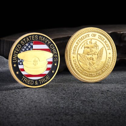 Купить Non Magnetic Crafts USArmy Millitary Department Of The Navy Chiefs Tried True 24k Gold Plated Challenge Coin