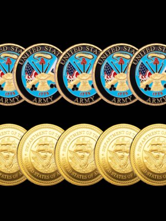 Купить 5PCS Non Magnetic Crafts US Military Coin 1775 USA Department Of Navy Army Gold Plated Color Novelty Commemorative Challenge Badge Gifts