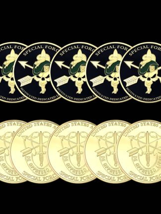 Купить 5pcs Non Magnetic Crafts US Army Special Forces Green Beret Motivated Dedicated Lethal 24k Gold Plated Challenge Coin