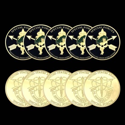 Купить 5pcs Non Magnetic Crafts US Army Special Forces Green Beret Motivated Dedicated Lethal 24k Gold Plated Challenge Coin