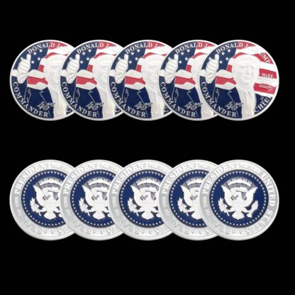 Купить 5pcs Non Magnetic American 45th President Donald Trump Coin Craft US White House The Statue Of Liberty Silver Plated Replica Badge Collection