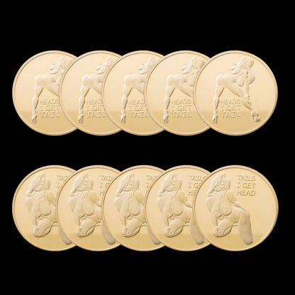 Купить 5pcs Non Magnetic Souvenir Coin Craft Russian Sexy Girl Woman Get Tails Head Gilded Love Romantic Gold Plated Badge Collection