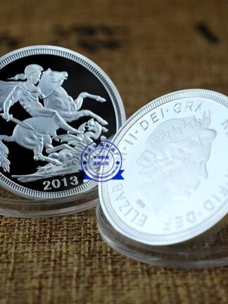 Купить 2pcs Non Magnetic Crafts 2013 BRITISH SOVEREIGN KING GEORGE Elizabeth II Silver Plated Souvenir Replica Coin Collection