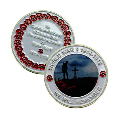 Купить Non Magnetic Metal Crafts Challenge Coin World War 1914-1918 We Will Remember Silver Plated Commemorative Badge