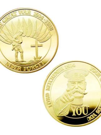 Купить 50pcs Non Magnetic Crafts You Never Forget The Graet War 1914-19118 Lord Kttchener Gold Plated Challenge Coin
