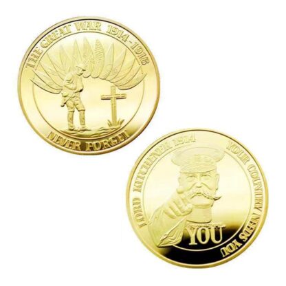Купить 50pcs Non Magnetic Crafts You Never Forget The Graet War 1914-19118 Lord Kttchener Gold Plated Challenge Coin