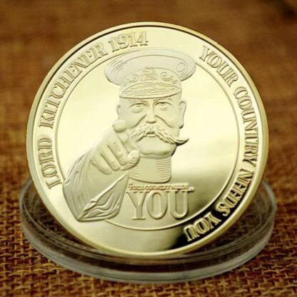 Купить Non Magnetic Crafts You Never Forget The Graet War 1914-19118 Lord Kttchener Gold Plated Challenge Coin