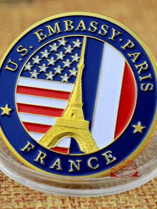 Купить Non Magnetic Crafts USA Department Of State Embassy Paris France Tower Souvenir Challenge Gold Plated Collectible Coin
