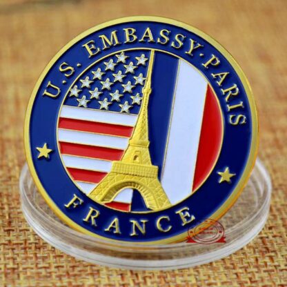 Купить Non Magnetic Crafts USA Department Of State Embassy Paris France Tower Souvenir Challenge Gold Plated Collectible Coin