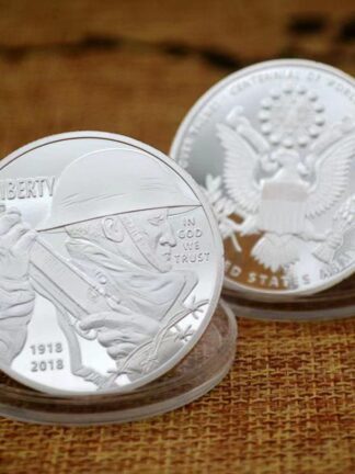 Купить 2pcs Non Magnetic Metal Crafts Centennial Commemorative Silver Plated Liberty US Eagle In God We Trust Challenge Coin