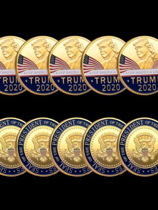 Купить 5pcs Non Magnetic 45Th US President Donald Trump Craft Gold Plated Tower Keep America Great Again Coin Collection Badge