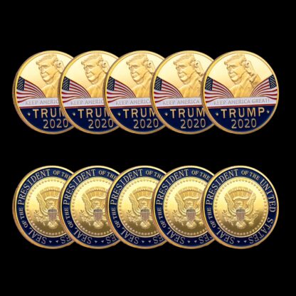 Купить 5pcs Non Magnetic 45Th US President Donald Trump Craft Gold Plated Tower Keep America Great Again Coin Collection Badge