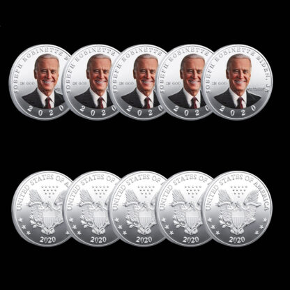 Купить 5pcs Non Magnetic Joe Biden Commemorative Badge Craft Free Flying Eagle Challenge Coin Silver Plated Coins Collectibles