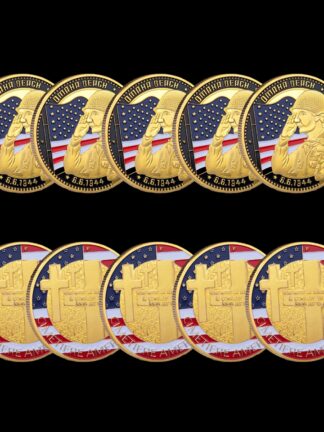 Купить 5pcs Non Magnetic 1944.6.6 D-Day Omaha Beach Challenge Craft 1oz Gold Plated Souvenir Cimetiere American Military Army Coin Collection