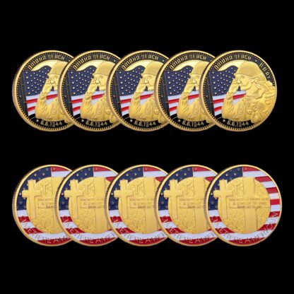 Купить 5pcs Non Magnetic 1944.6.6 D-Day Omaha Beach Challenge Craft 1oz Gold Plated Souvenir Cimetiere American Military Army Coin Collection