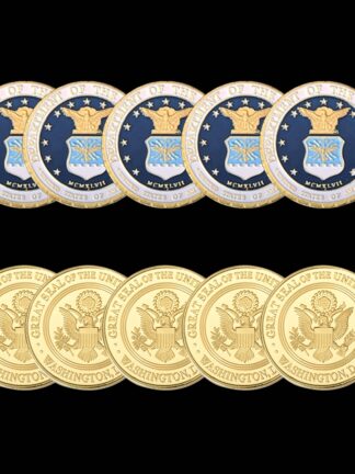 Купить 5pcs Non Magnetic USA Military Challenge Craft Gold Coin Department Of The Air Force Washington D.C Badge Value With Capsule
