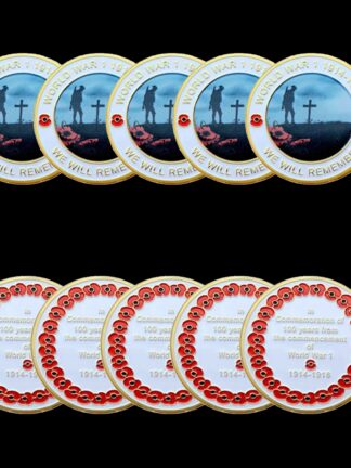 Купить 5pcs Non Magnetic Challenge Coin Craft World War 1914-1918 We Will Remember Gold Plated Commemorative Badge