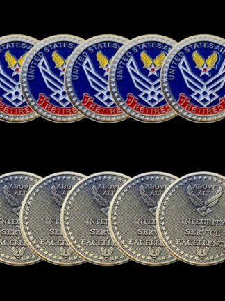 Купить 5pcs Non Magnetic Military Craft United States Air Force Retired Above All Initegrity Service Excellence Bronze Plated Challenge Coin