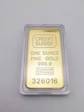 Купить Non Magnetic CREDIT SUISSE Ingot 1oz Gold Plated Bullion Bar Swiss Souvenir Coin Gift 50 X 28 Mm With Different Serial Laser Number
