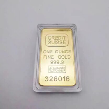 Купить Non Magnetic CREDIT SUISSE Ingot 1oz Gold Plated Bullion Bar Swiss Souvenir Coin Gift 50 X 28 Mm With Different Serial Laser Number