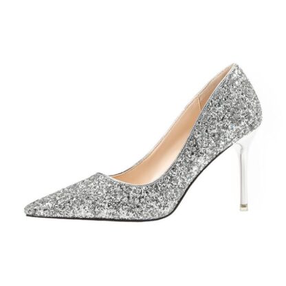 Купить 2022 Stiletto Shoes Women Pumps High-Heels Sexy white Black champagne silver gold