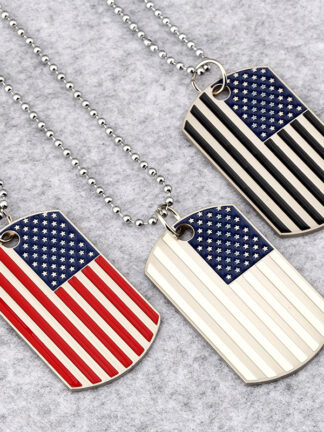 Купить New Gold Plated Stainless Steel Military Army Tag Trendy USA Symbol American Flag Pendants Necklaces for Men/women Jewelry 375