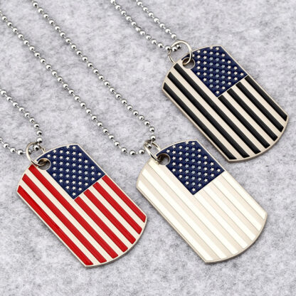 Купить New Gold Plated Stainless Steel Military Army Tag Trendy USA Symbol American Flag Pendants Necklaces for Men/women Jewelry 375
