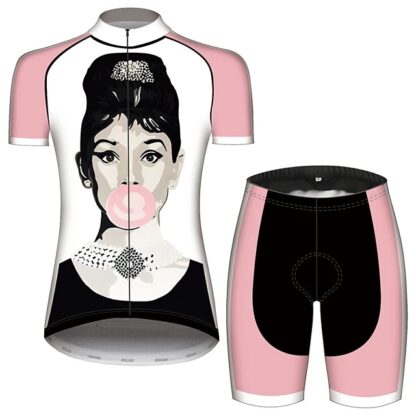 Купить 2021 Audrey Hepburn Women's Short Sleeve Cycling Jersey with Shorts Bike Clothing Suit Anatomic Design Quick Dry Moisture Wicking Sports Summer 100% Polyester