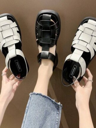 Купить New Style Gladiator Sandals Ladies Flat Sandals Round Toe Holiday Beach Shoes Ladies Comfortable Platform Sandals