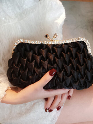 Купить 2021 new style women's Dinner Bag celebrity temperament Rhinestone silk banquet bride's handbag