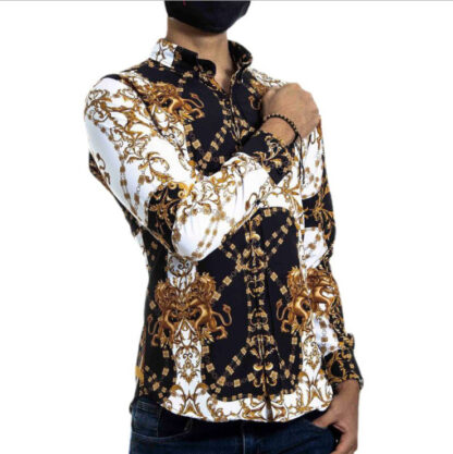 Купить Autumn Chemisier Clothes new style men's printed shirt long sleeve fashion trend top Blusa Pattern Blouses