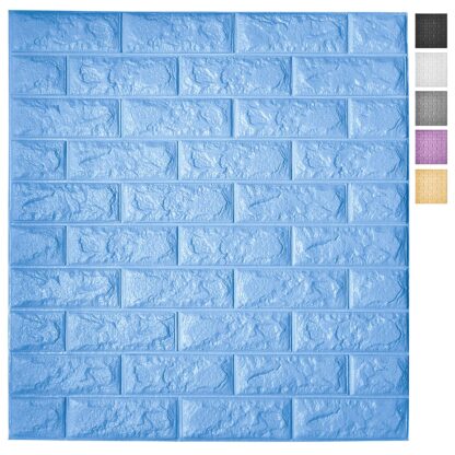 Купить Art3d 5-Pack Peel and Stick 3D Wallpaper Panels for Interior Wall Decor Self-Adhesive Foam Brick Wallpapers in Blue