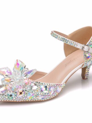 Купить Color Rhinestone low heel crystal wedding shoes women's high heels