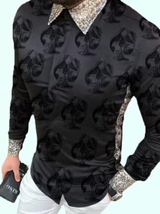 Купить Spring autumn mens clothing style blouse shirts print long sleeve trend Hawaiian big size xxxl slim fit shirt