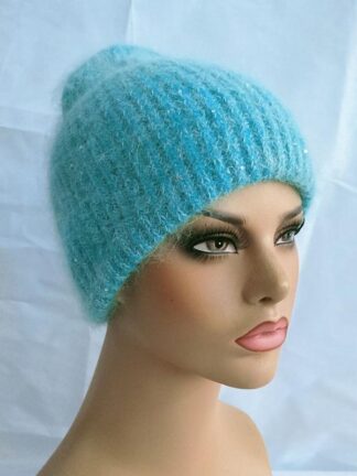 Купить Beanie/Skull Caps 2021 Fur Winter Hat For Women Solid Beanie Cashmere Wool Cap Female Knitted Skullies Beanies Warm Soft Knit Bonnet
