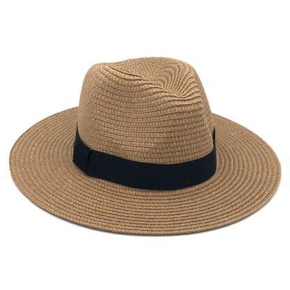 Купить Femme Vintage Panama Hat Men Straw Fedora Sunhat Women Summer Beach Sun Visor Cap Chapeau Cool Jazz Trilby Cap Sombrero