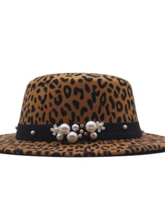 Купить Wide Brim Hats Autumn Winter Women Flat Solid Color Imitation Wool Female With Round Top Elegant Pearl